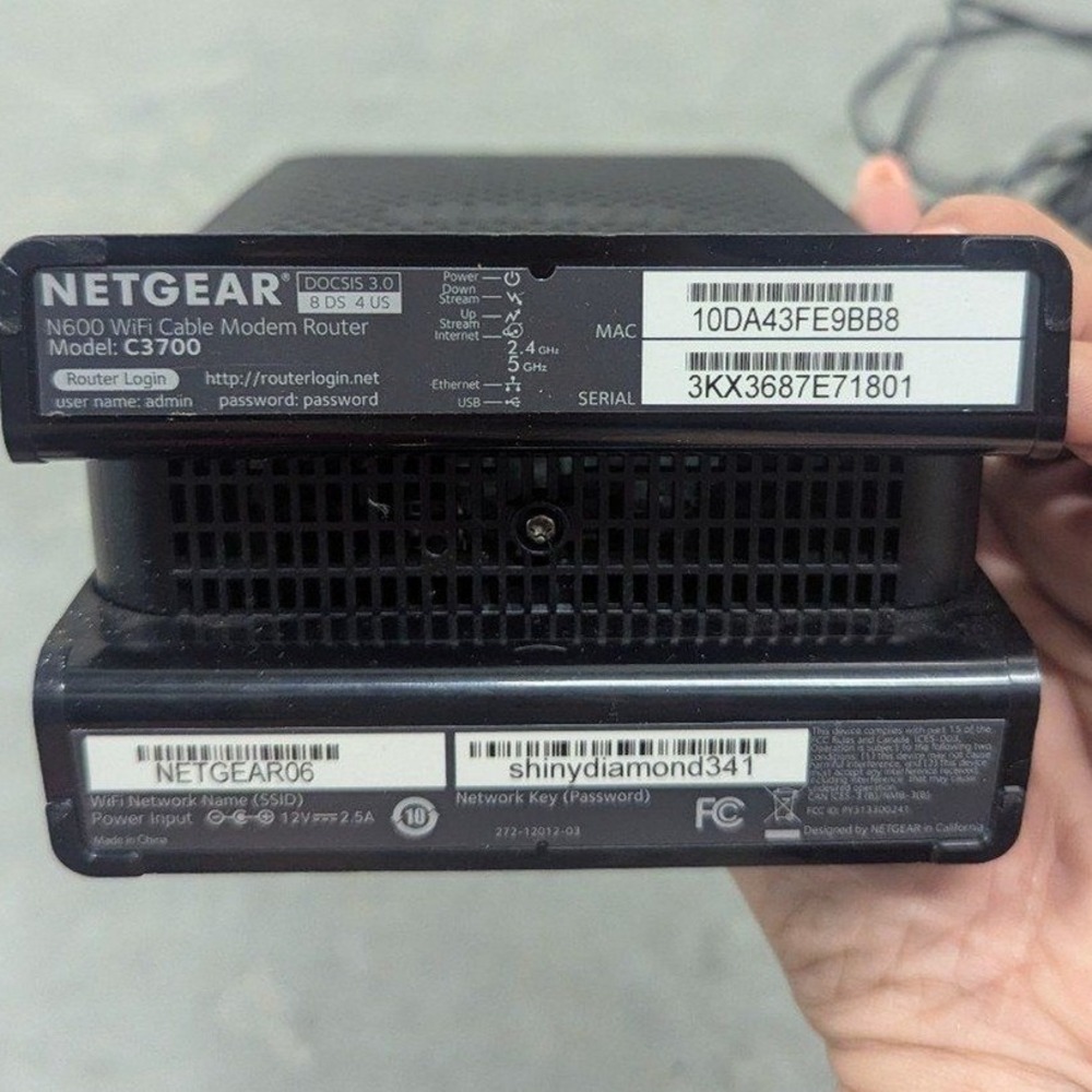 Netgear C3700 DOCSIS 3.0 Cable Modem WiFi Router N600 AC Adapter Included - Picture 5 of 6
